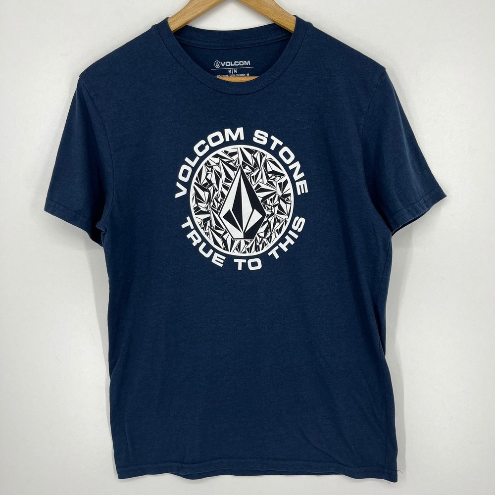 Volcom Stone True To This Graphic T-Shirt Mens Medium Navy Blue Short Sleeve Tee
